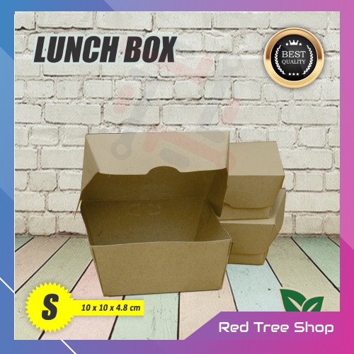 Lunch Box | Kemasan Kotak Makan Kraft | Coklat Ukuran S Kecil | Packaging Tahan Microwave