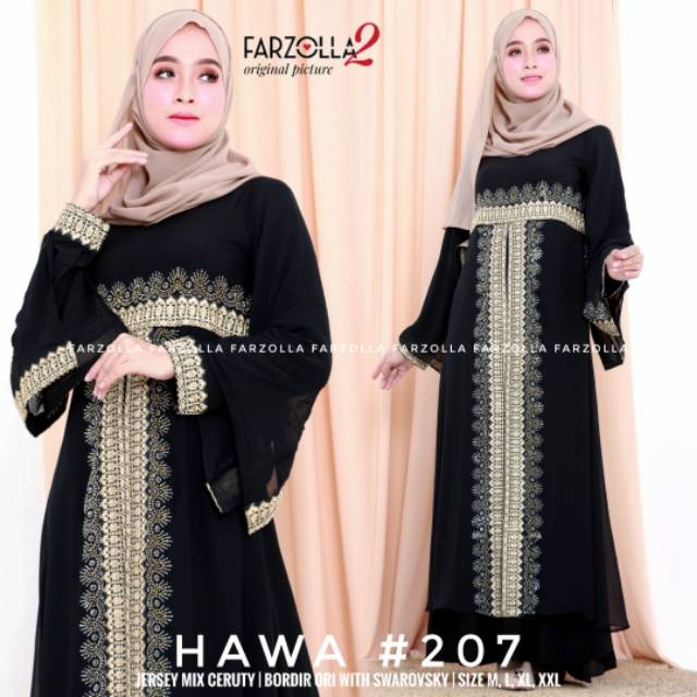 Gamis abaya turkey mewah untuk lebaran hawa#207 •farzola