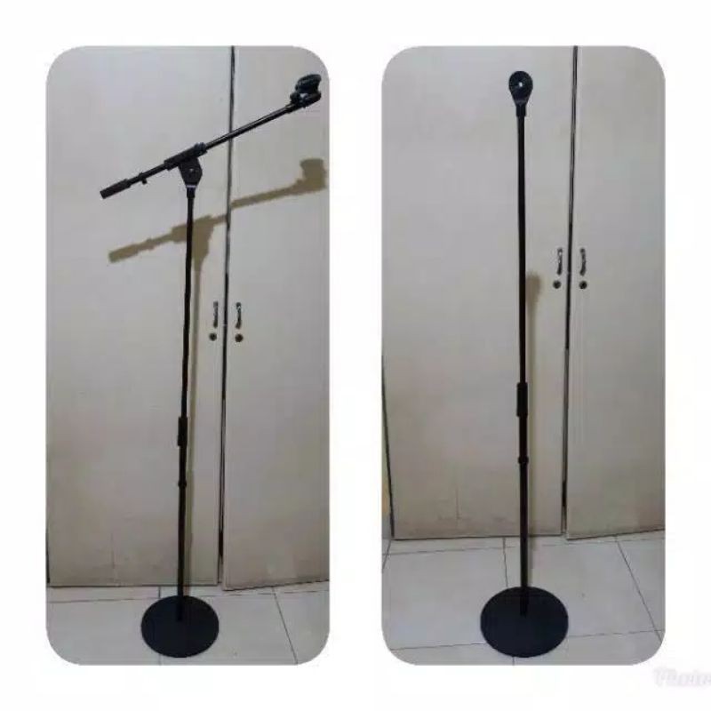 stand mic lantai kaki bulat besi.kwalitas bahan bagus