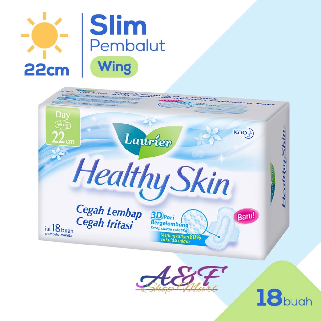 Laurier Healthy Skin Day Wing Slim 22cm 18s - Pembalut