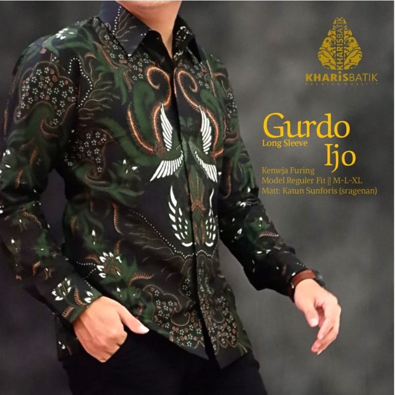 Gurdo Ijo Kemeja Batik Pria Lengan Panjang Full Furing by Kharis