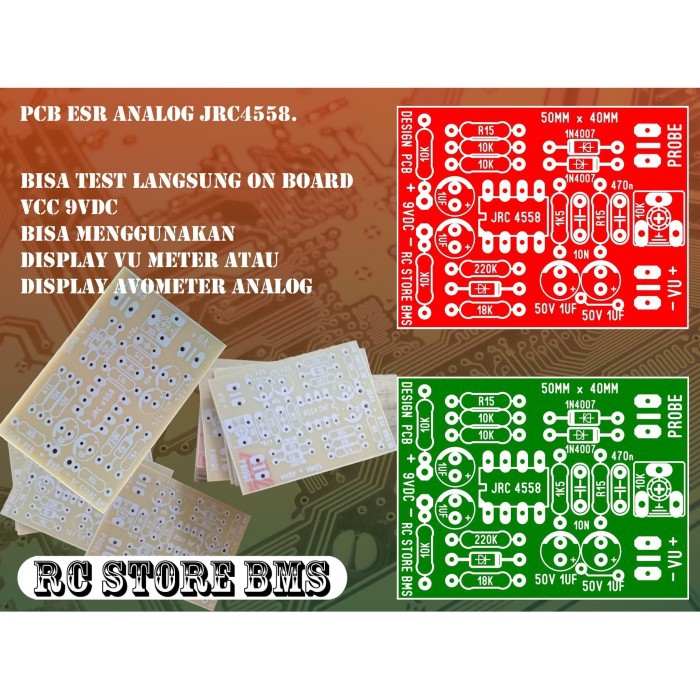 Pcb Esr Meter Analog JRC 4558 Komponen Tester On Board