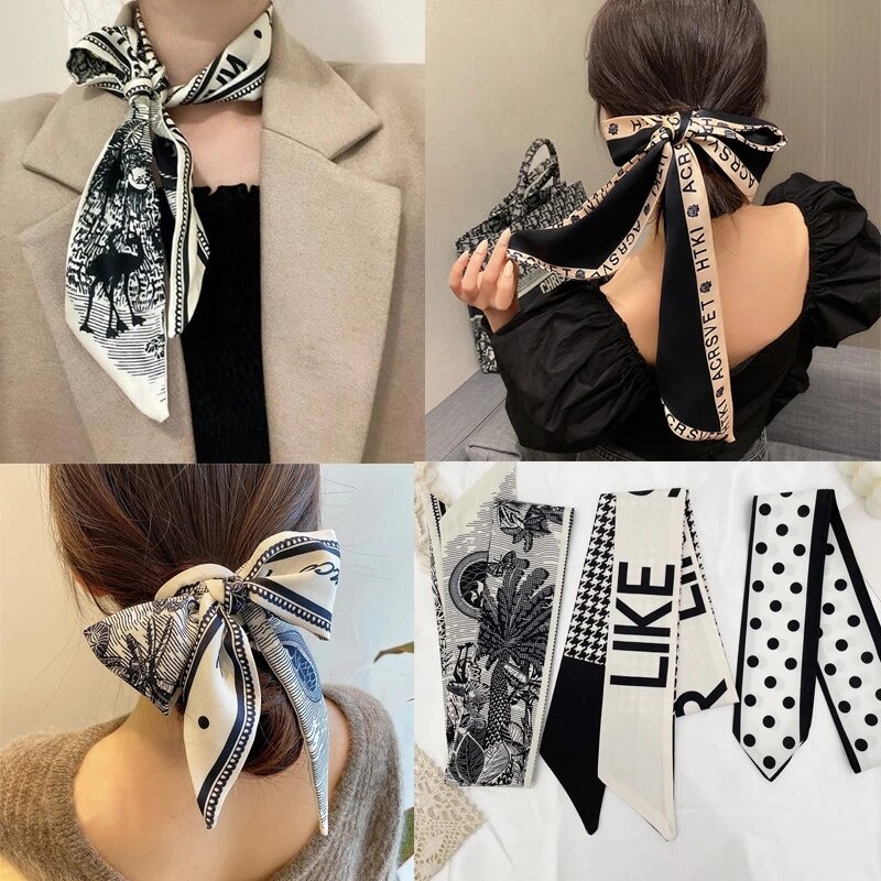 Mini Scarf / Scarf Leher / Scarf Tas / Scarf Leher Bahan High Grade Silk Immitation Style Fashion Korea Impor Wanita /  Aksesoris Mini Scarf