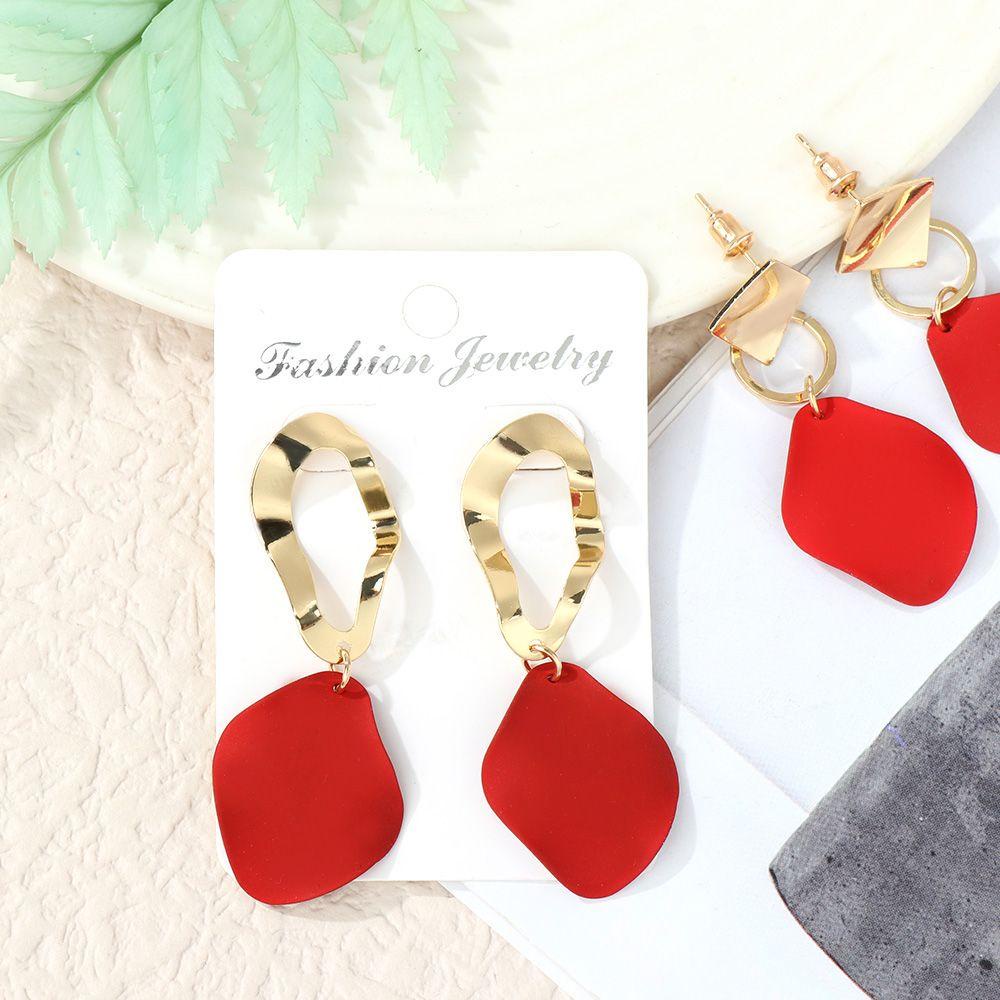 R-flower Drop Earrings Logam Wanita Elegan Anting Menjuntai