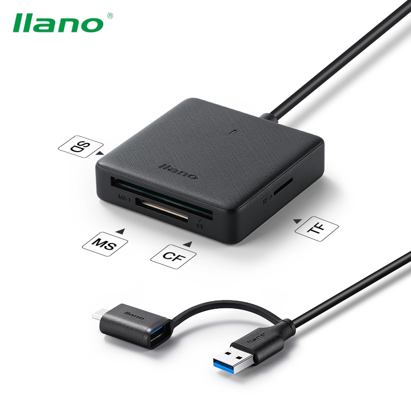 

llano 4 in 1 Card Reader SD/TF/MS/CF USB 3.0 With Type-C Converter For Mobile Phone Laptop