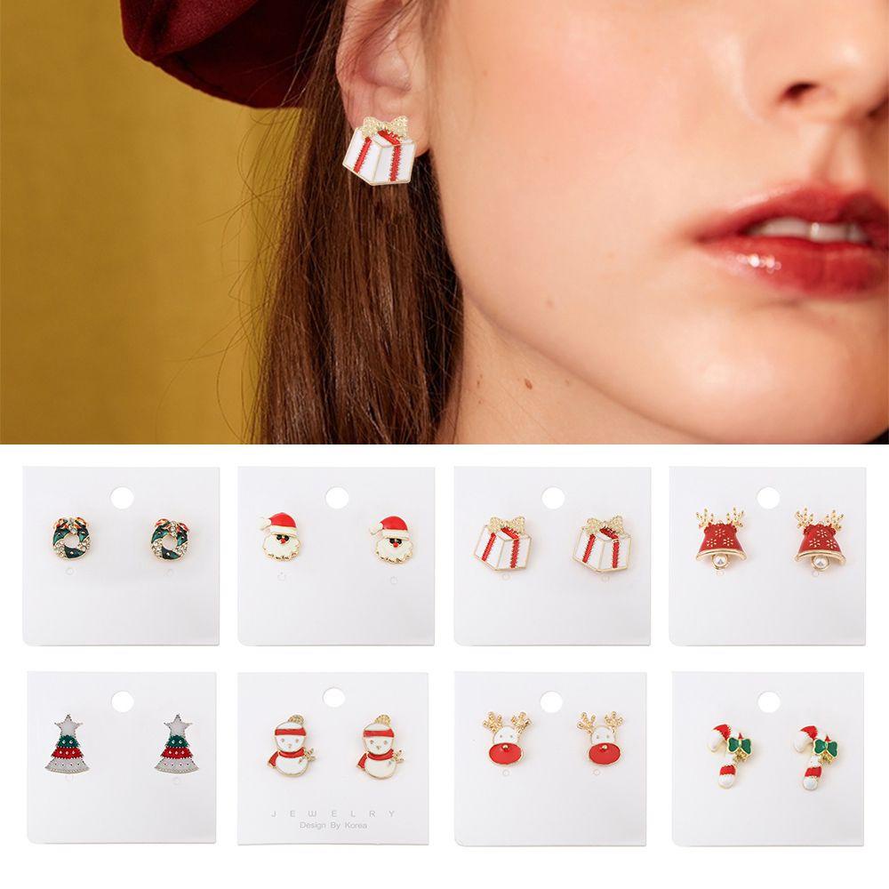Preva Ear Studs Pesta Baru Perhiasan Liontin Xmas Hadiah Menetes Minyak Ornamen