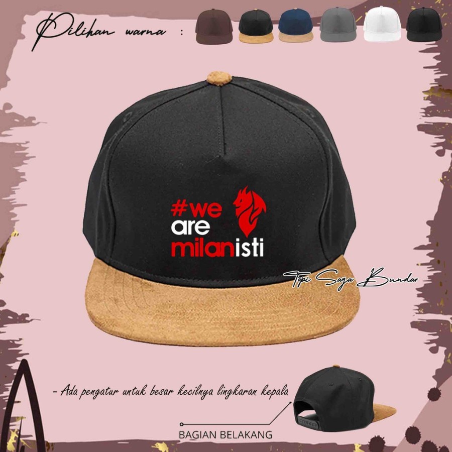 Topi Snapback AC MILAN MILANISTI  keren pria wanita topi distro polos polosan bisa custom TSB