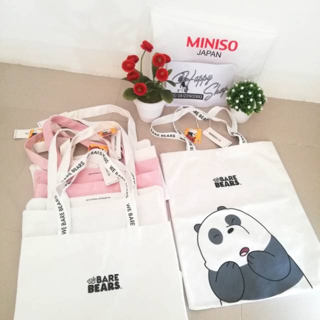 Original MINISO we bare bears tote bag shopping bag