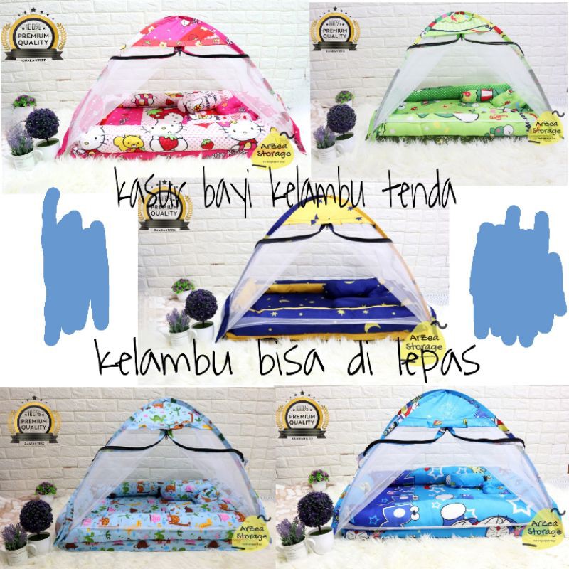 kasur bayi kelambu model TENDA FREE bantal guling dan tas mika