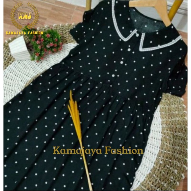 MIDI DRESS ANDIN HOMEDRES KEKIKINIAN POLKADOT.