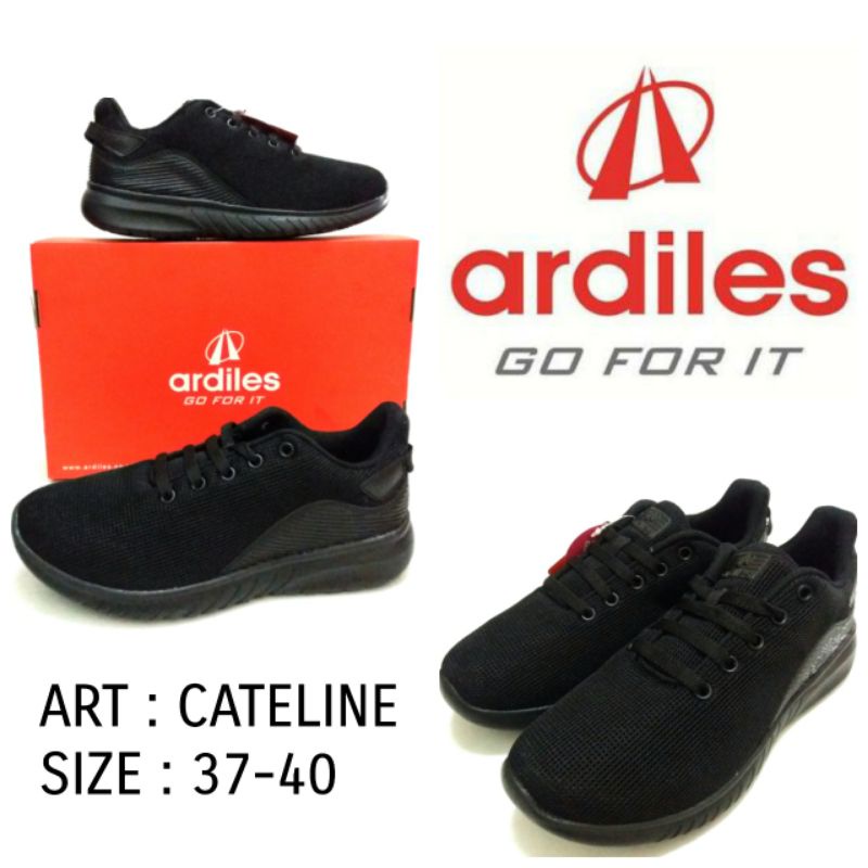 SEPATU SEKOLAH ANAK UNISEX COWOK CEWEK TALI FULL HITAM  ARDILES CATELINE  1 WARNA SIZE 37-40