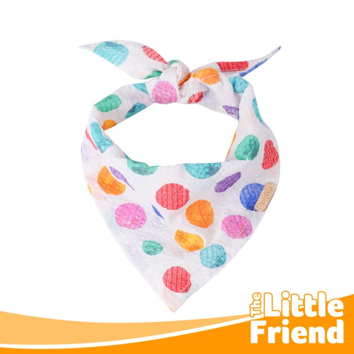 Bandana Bibs Scarf Collar Aksesoris Anjing Kucing Rainbow Dots Premium