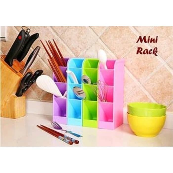 RAK MINI 4 SEKAT Tempat Alat Tulis / Mini Rack Tempat Sendok Gunting