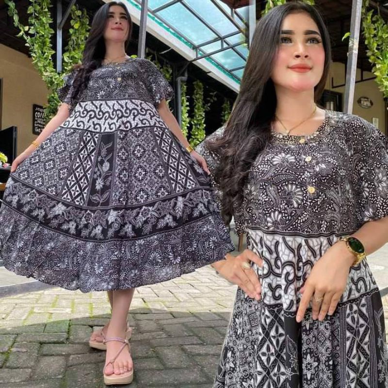 daster jumbo sogan clock daster sultan payung batik pekalongan latte terbaru kencana busui lengan pendek pakaian kekinian  XXL ld 120 rayon adem bumil kancing depan sexy 2023