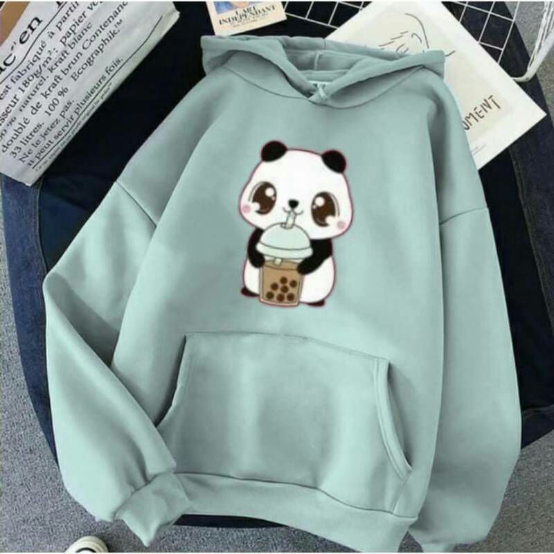 Sweater Hoodie Anak Laki Laki & Perempuan Panda Boba Hodie Anak Cowok Cewek Usia 5-12 Tahun