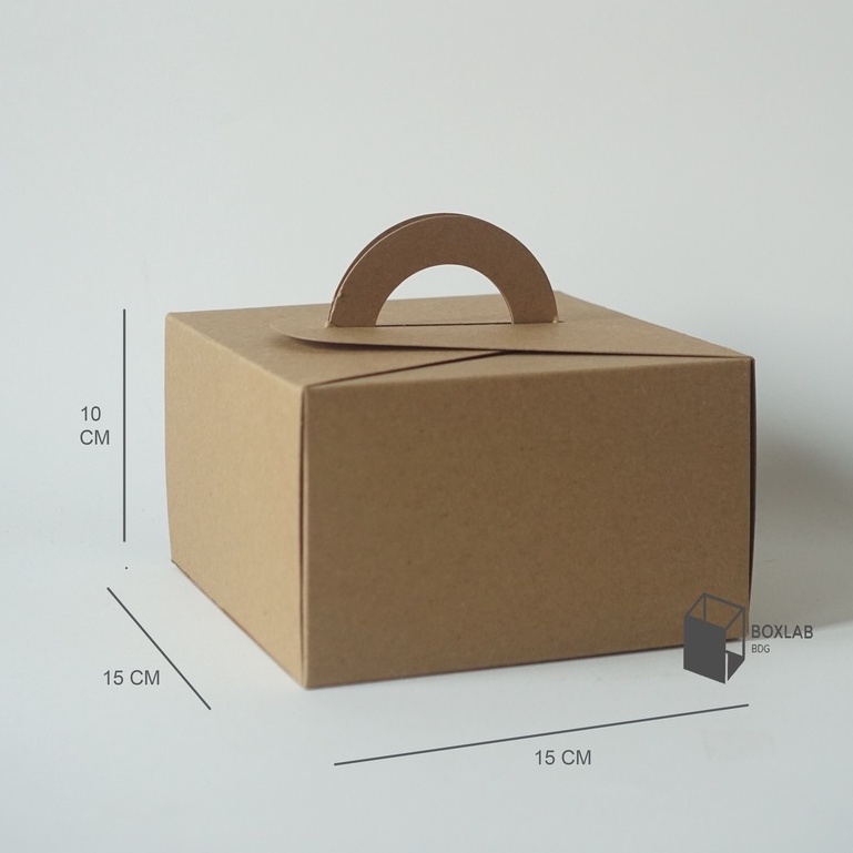 

Box Tenteng 15x15x10 cm , Handle Box, Dus Kue, Box Kraft Jinjing TB 151510