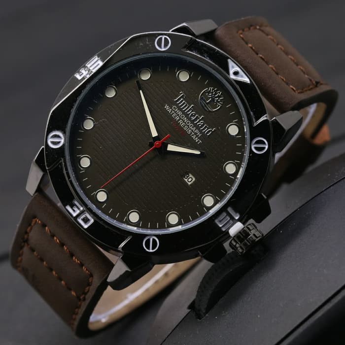 Super Promo Jam Tangan Pria / Cowok Timberland Nelson Leather Dark Brown Murah