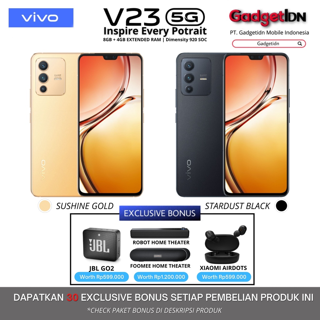 VIVO V23 5G 12/128GB ( 8GB + 4GB EXTENDED RAM ) GARANSI RESMI VIVO