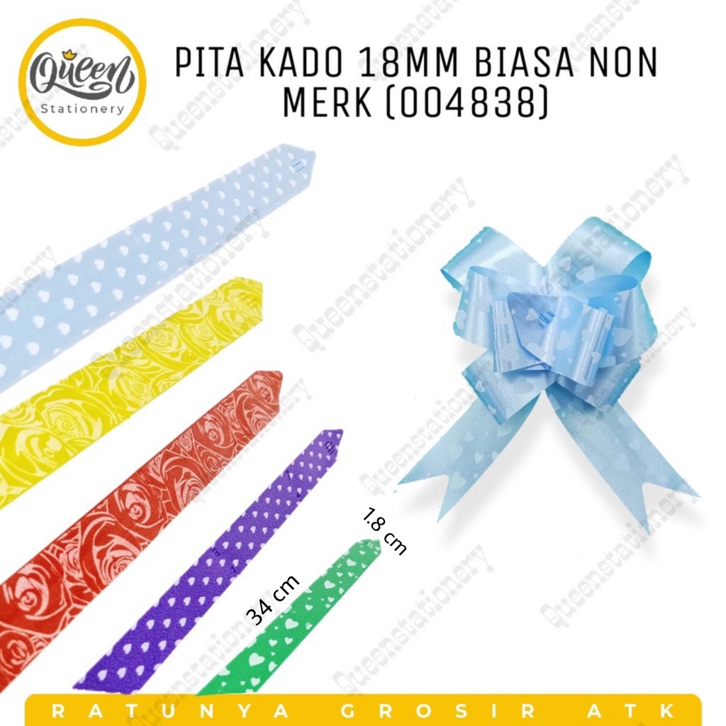 

PITA KADO 18MM BIASA NON MERK (004838) / PITA WARNA / HIASAN KADO / PITA TARIK / PITA CANTIK