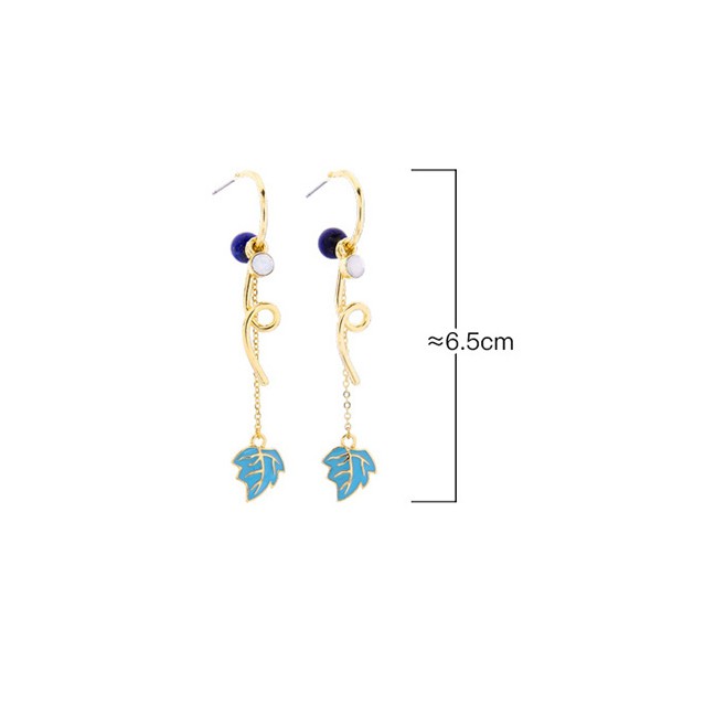 LRC Anting Gantung Fashion Leaf Earrings Drop Glaze Leaf Earrings D09011