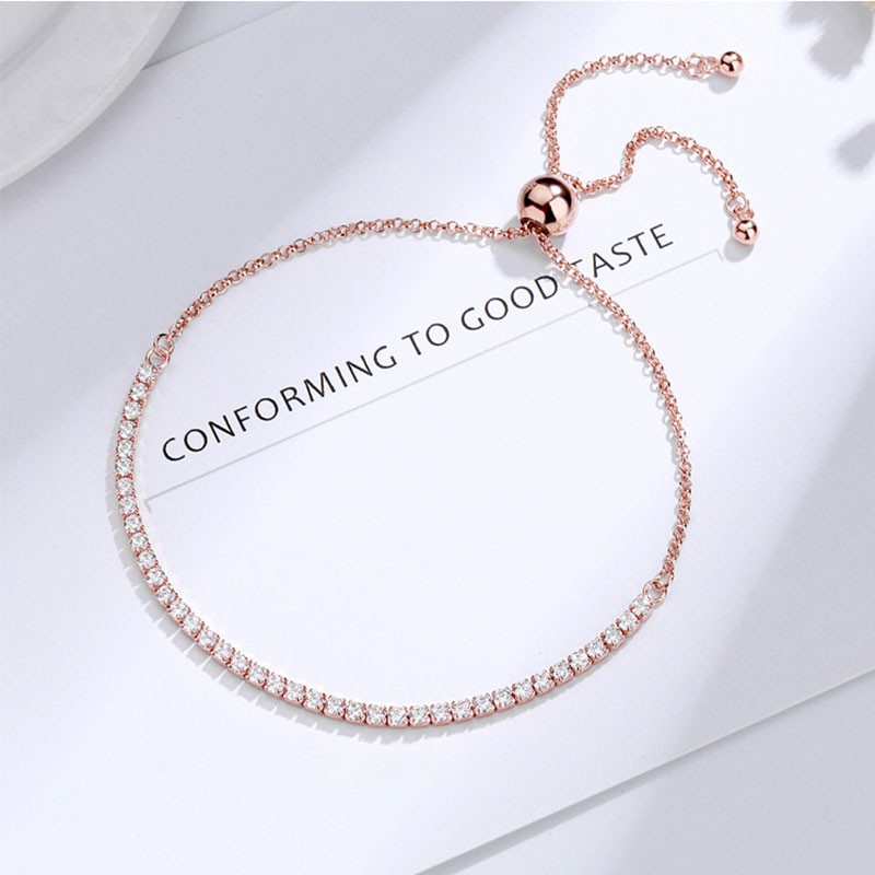 COD Gelang Serut Titanium Lapis emas permata Rantai Fashion Korea Gelang Wanita Aksesoris-4