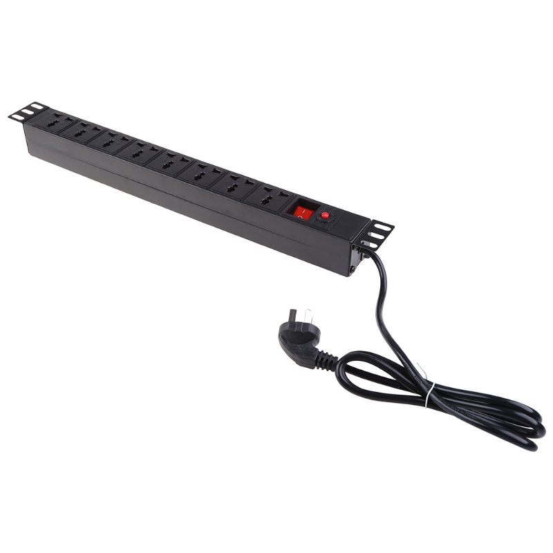 Cre 1u Pdu 8 Outlet Strip Server Rack Power Distribusi Pelindung Lonjakan 250v 10a 2500w 19 Inch Bahan Metal
