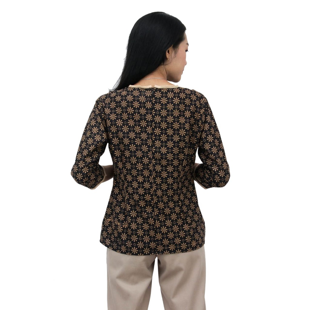 Atasan Batik Wanita Blouse Batik Dua Putri  S-M-L-XL-XXL-3L-4L-5L  Daun Kembar