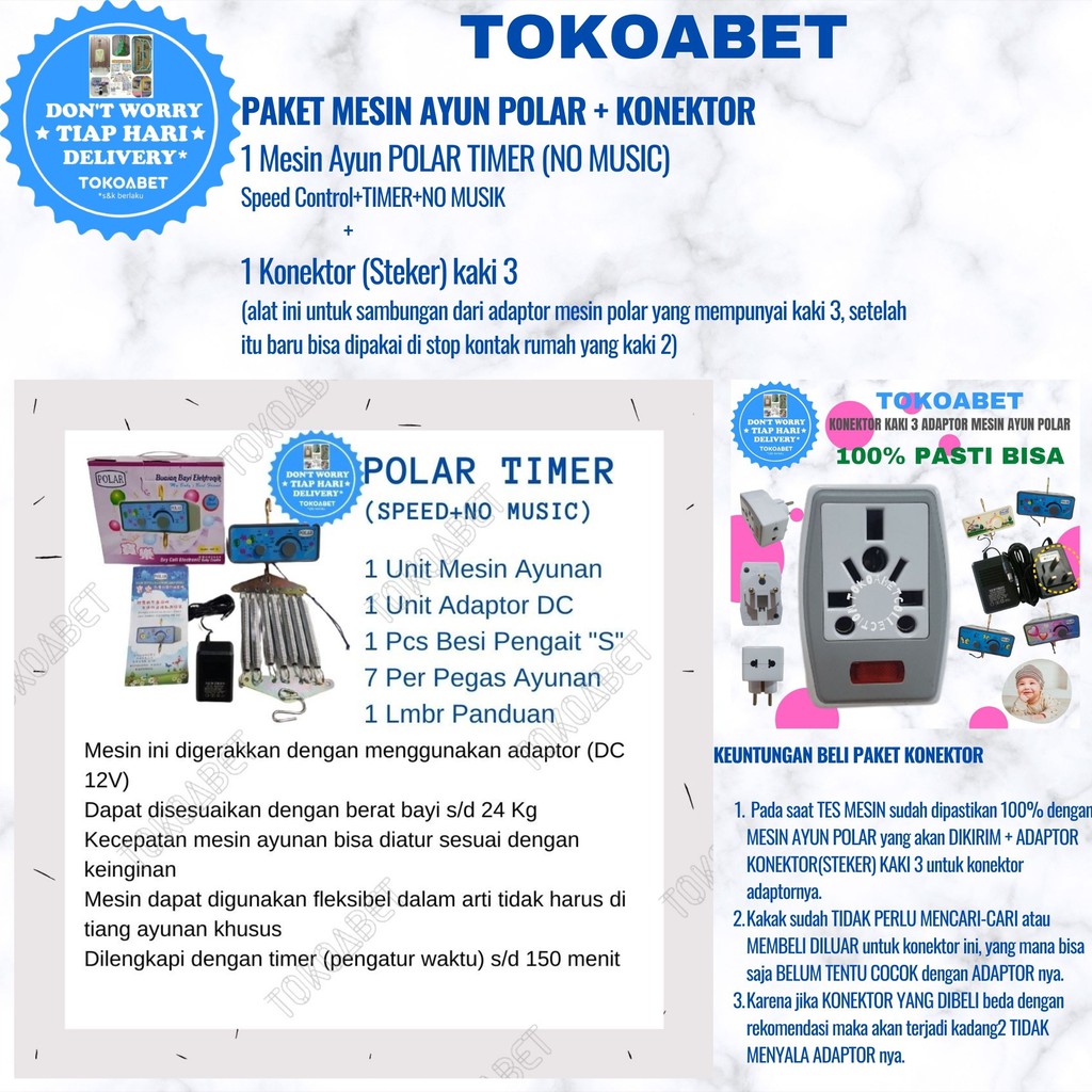 Paket Tiang Ayunan Karakter Elektrik Portable Mesin POLAR Tiang POLAR Chrome Stainless TOKOABET