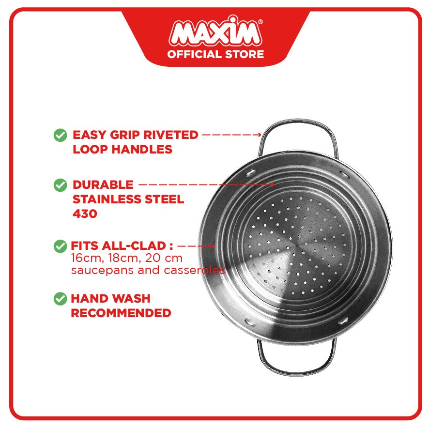 Maxim Chef Select Kukusan Stainless Steel Universal Steamer