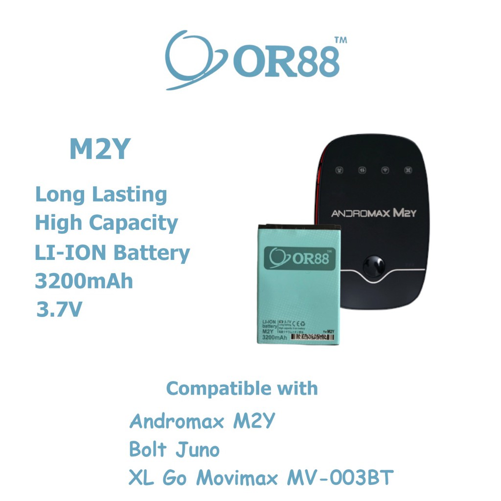 (P) Baterai batre battery Andromax MIFI M2Y H15348 double power/IC OR 88