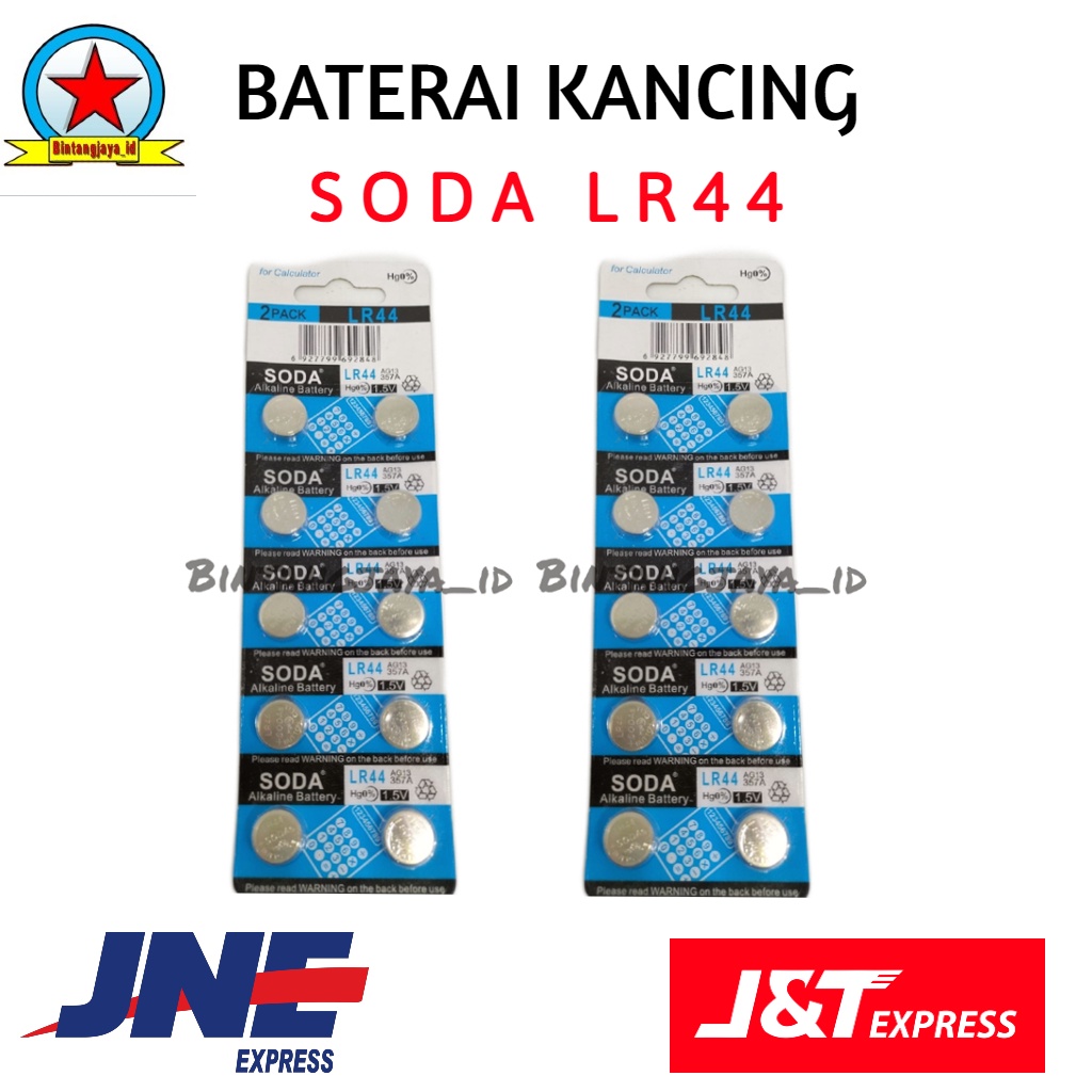 Baterai kancing - baterai jam SODA LR 44 Isi 10 Pcs Perlembar - Baterai LR44 SODA per lembar