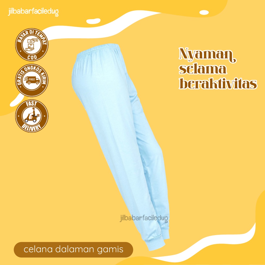 Pakaian Wanita Bawahan Celana Dalam Legging Wudhu Wanita Muslimah  Premium Warna Baby Blue By Jilbab