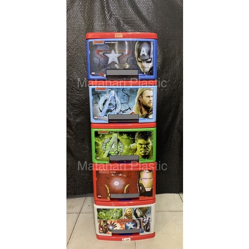 (EKSPEDISI) Lemari / Laci plastic susun 5 Avengers dengan pengunci JC0500 Technoplast