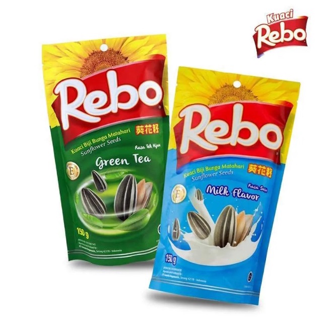 

REBO kuaci biji bunga matahari 150gr green tea/milk snack makanan ringan enak