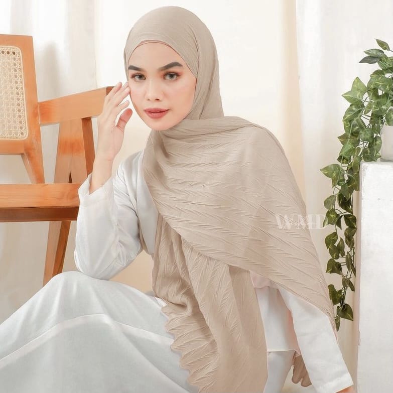 Kerudung Jilbab Pashmina plisket padi ceruty