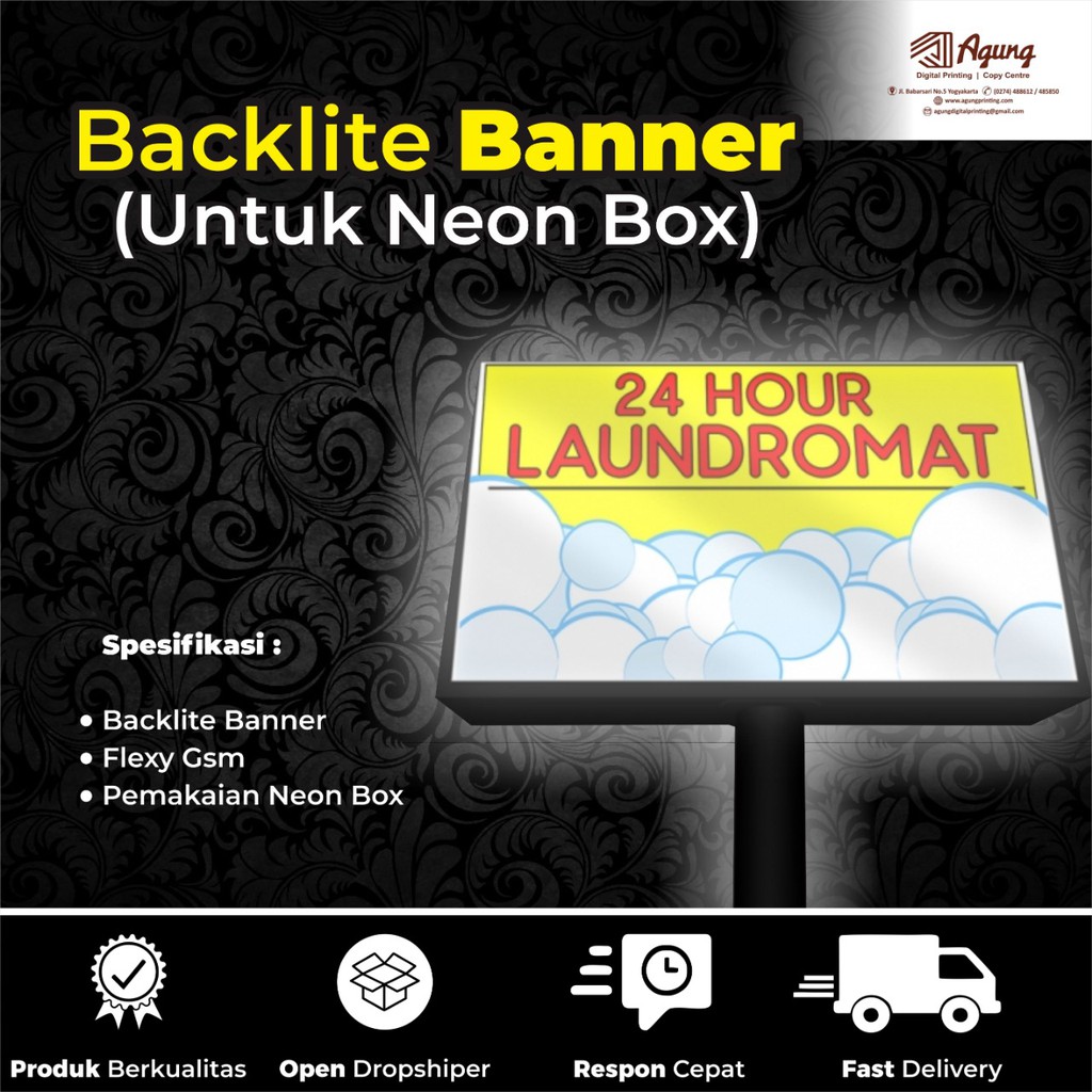 PROMO CETAK BACKLITE/SPANDUK/BANNER NEON BOX BACKGROUND CUSTOM  (UNTUK NEON BOX)