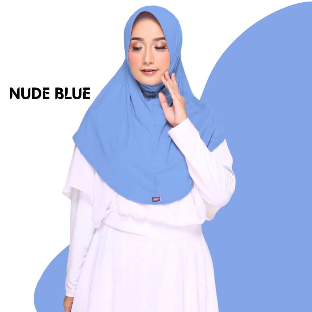 Hijab Elzatta ori jilbab bergo instan bahan jersey zaria casual polos tanpa serut hijab bergo sport hijab kerudung instan bergo elzatta-Denim-533