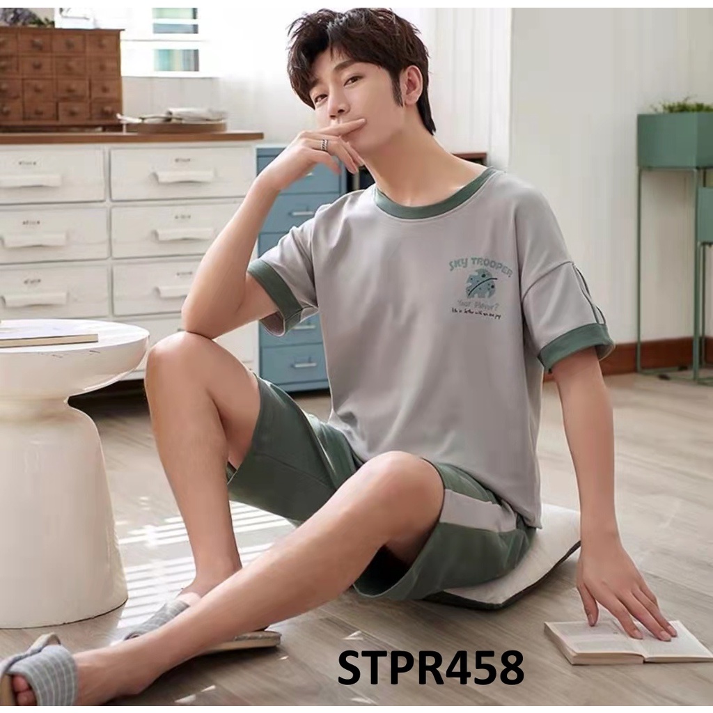 Baju Tidur Pria Lengan Pendek Celana Pendek - Monogram Series