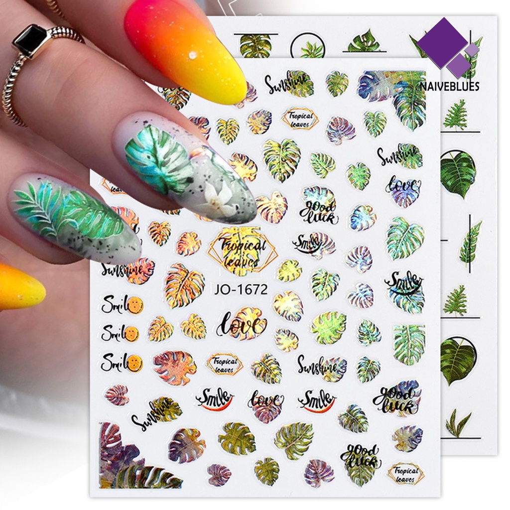 Naiveblue &gt; Stiker Kuku Tahan Air Motif Bunga Untuk Nail Art DIY