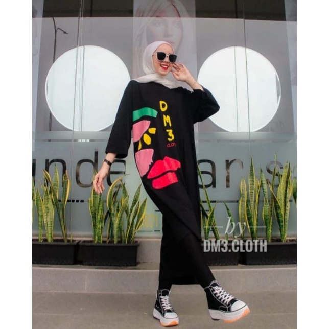 LONG TUNIK DM3 CLOTH // LONG TUNIK KAOS ONLY ORIGINAL TERBARU PREMIUM KEKINIAN