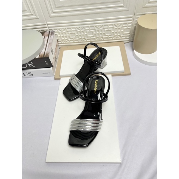 sepatu heel wanita terbaru kekinian pesta LOUISDEAR sendal kaca tali heel 5 cm H14