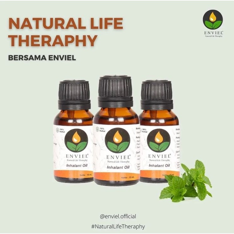 Essential Atsiri Inhalant Esensial Oil Enviel Asli 100% Murni Cajuput Mint 15 ml Diffuser
