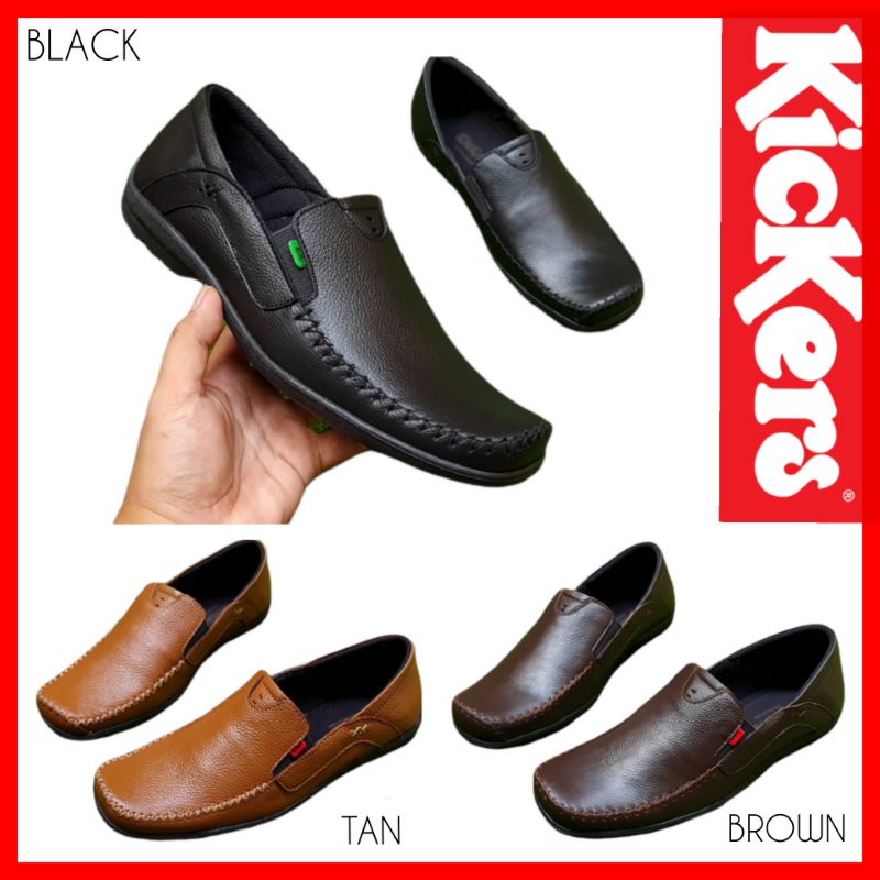 SEPATU KERJA KANTOR PRIA KICKERS ASLI KULIT / SEPATU PANTOFEL SLIP ON FORMAL COWOK / SEPATU MOCCASIN FORMAL / SEPATU WEDDING RESMI BISNIS