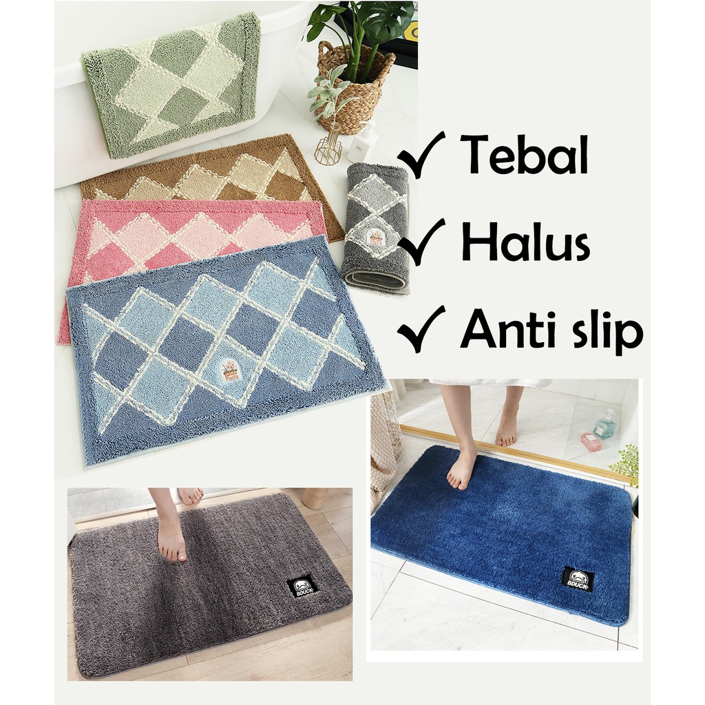 Keset microfiber anti slip floor mat carpet polos warna warni