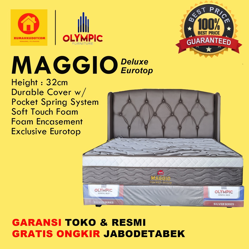 KASUR SPRINGBED PROMO - MASTRAS TEBAL 32CM - MATRAS SPRINGBED - MAGGIO EUROTOP - OLYMPIC