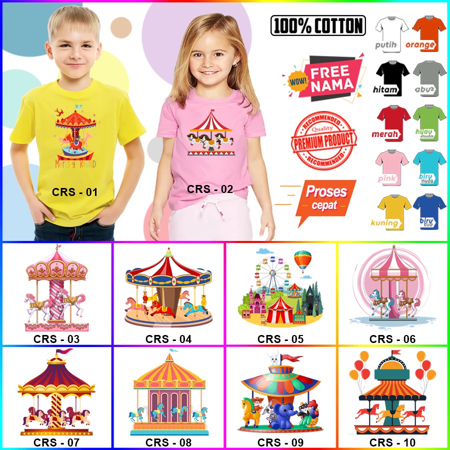 Baju Kaos ANAK DAN DEWASA CAROUSEL COUPLE (FREE NAMA)