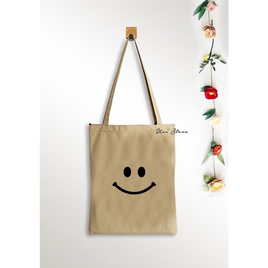 (PAKAI RESLETING) Tote bag smile Varian warna [ UCI &amp; DSD]