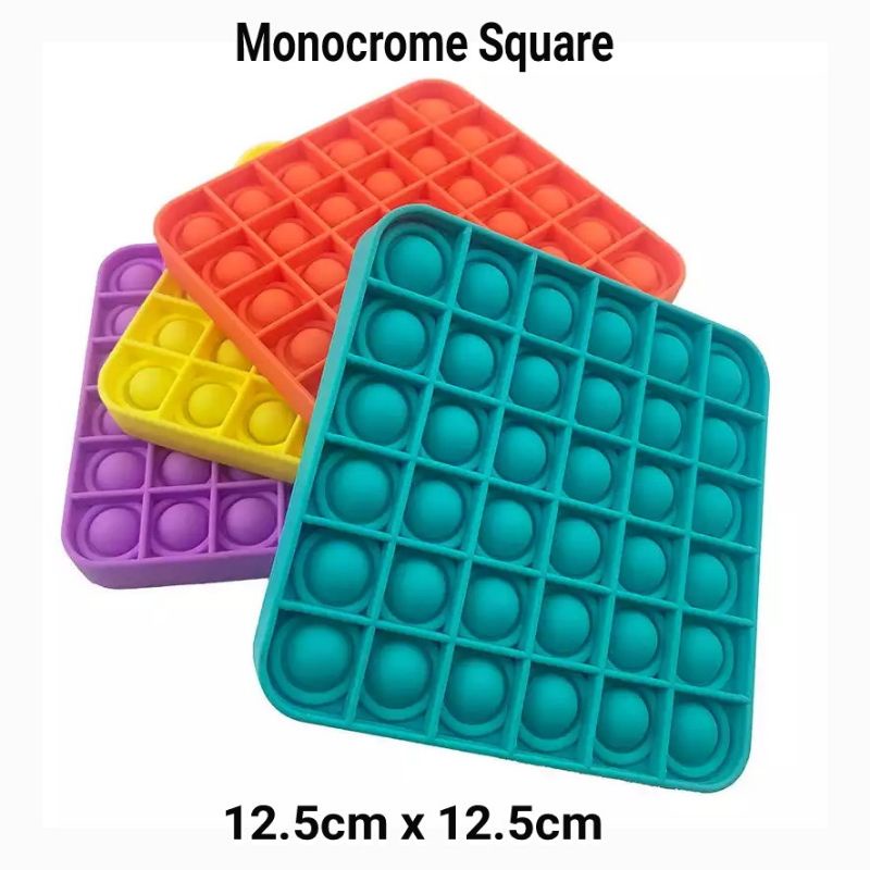 Mainan Popit Fidget Push it Pop it Mainan Trend Tiktok melatih sensor Motorik Anak-Mono Square