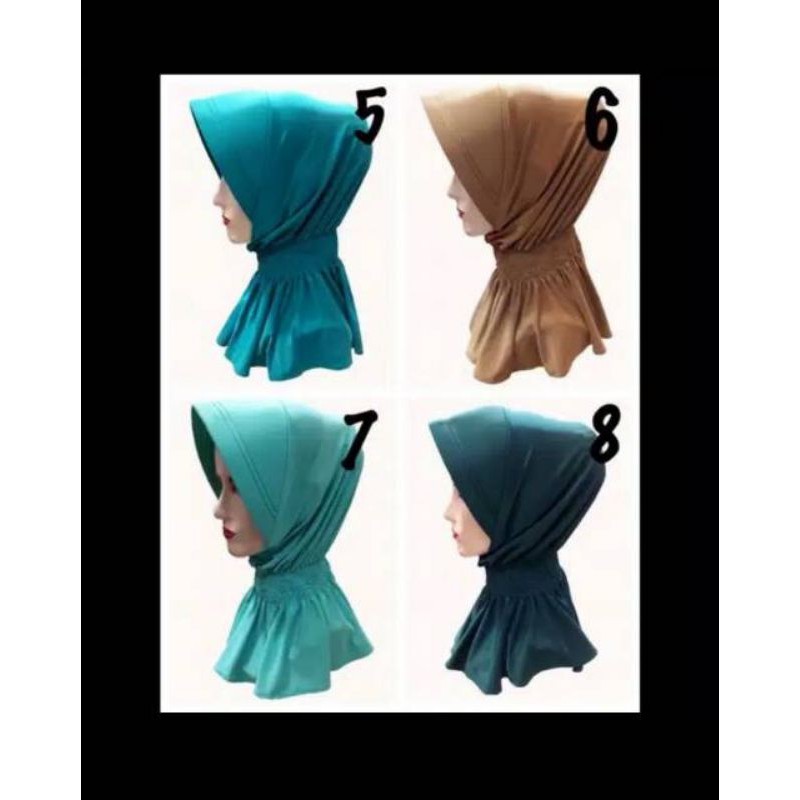 Jilbab Bergo Instan Pet,Full Kerut Dibagikan Leher,Bahan Spandek Korea