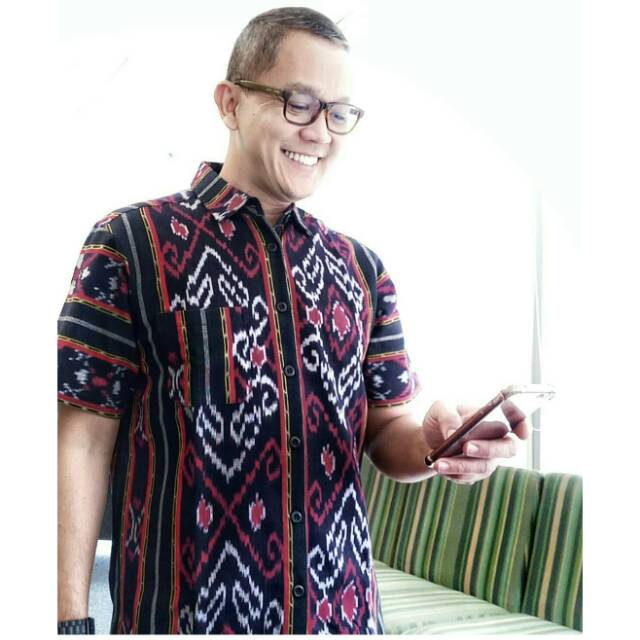 Terlaris kemeja tenun Etnik pria lengan pendek, kemeja tenun, baju pria